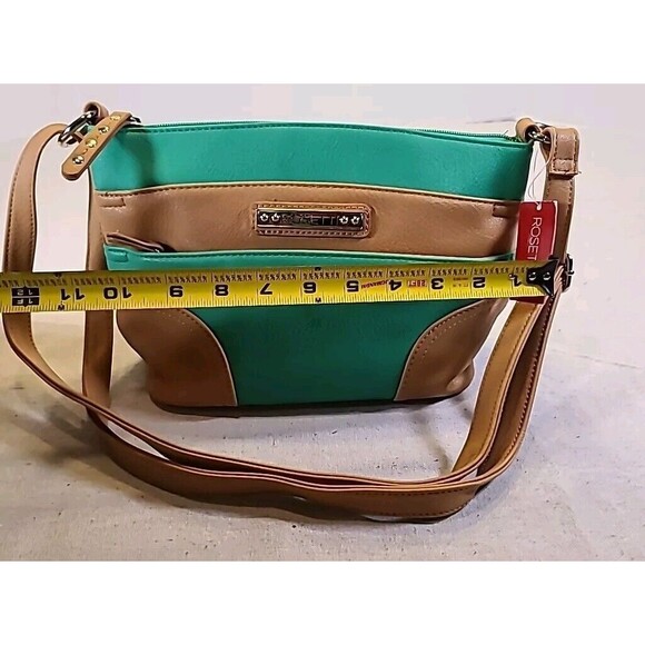 NWT Rosetti Women's Triple Play Crossbody Purse Green & Tan Adjustable Strap - Picture 3 of 8